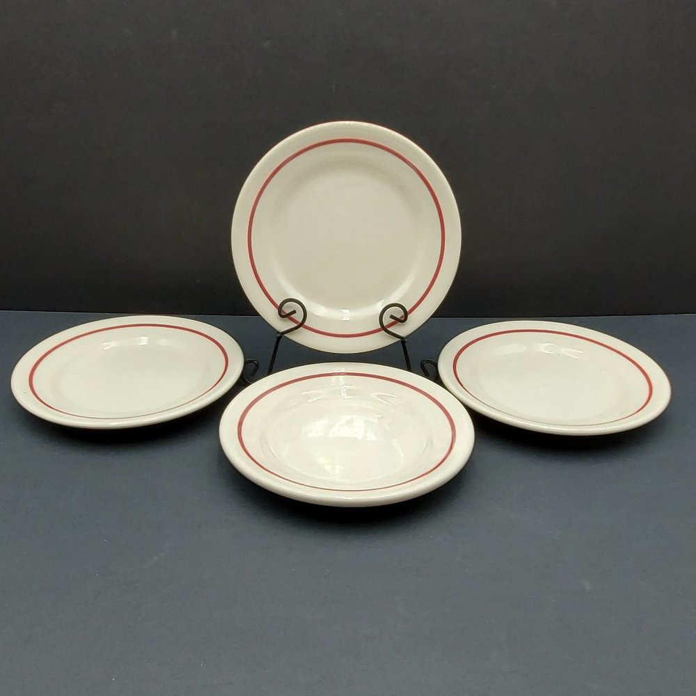 Buffalo Pottery BUF142 Salad Dessert Bread Plate Buffalo China Maroon Band Plate